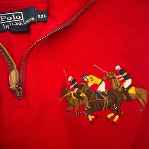Polo Ralph Lauren Red Quarter-Zip Long Sleeve Sweater